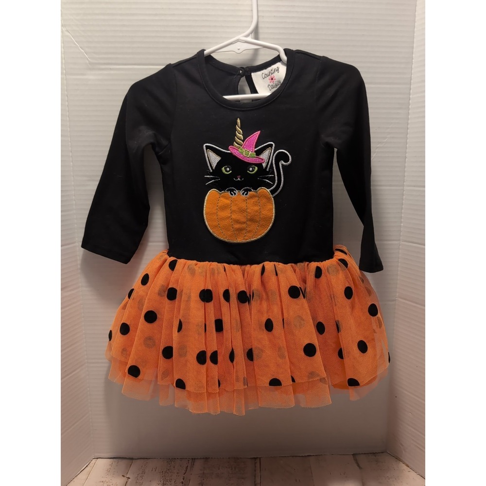 Counting Daisies Girl's Cat Unicorn‎ Witch Tutu Halloween Dress Size 18 Months